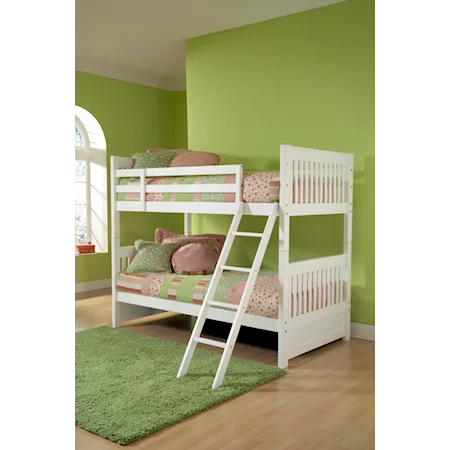 Twin Bunk Bed with White Finish